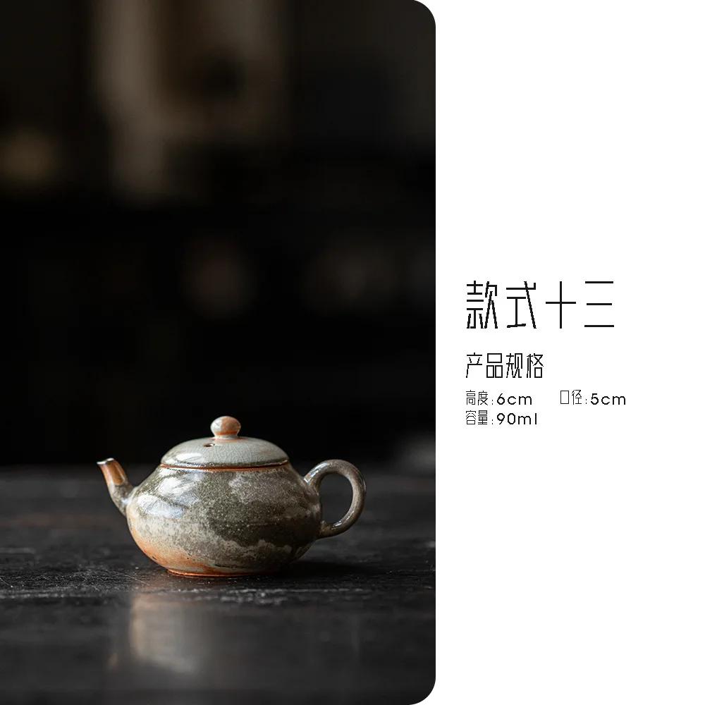 Japanese Ink Wood-fired Porcelain Teapot Retro Stoneware Scholar's Pot Chinese Tea Brewing Kettle Tea Ceremony Accessories Craft