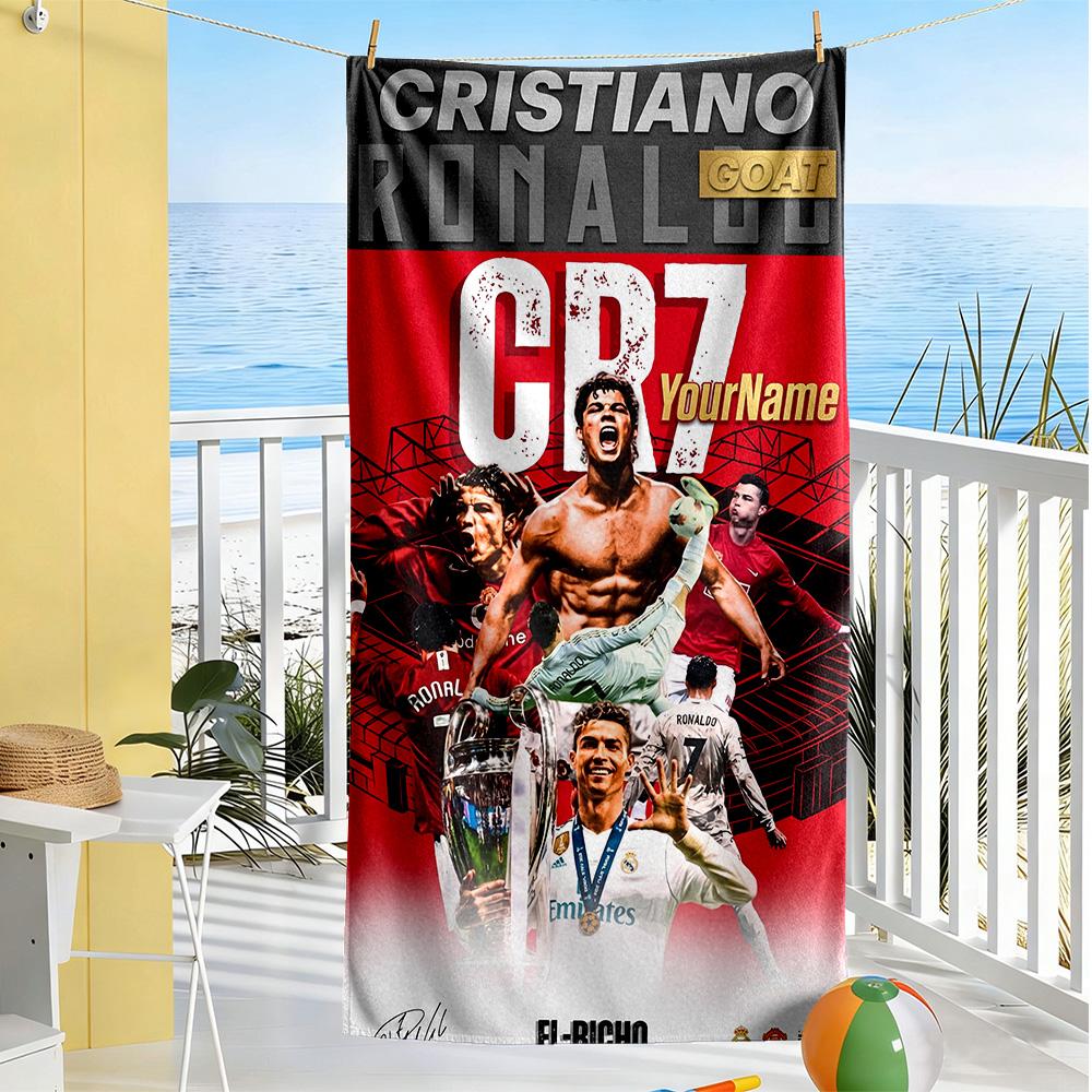 Cristiano Ronaldo Customize Your Name Beach Towel High Absorbency & Quick-Dry Portable for SwimmingBeachCamping Travel Beach AccessoriesGym