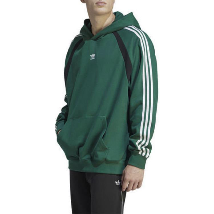 adidas Felpa con cappuccio casual da uomo a maniche lunghe con stampa logo color block originale verde IW3646
