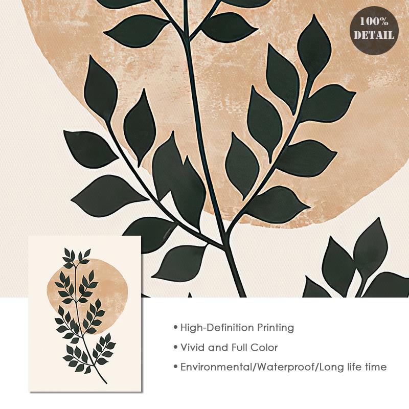 Cartaz de folha de planta boêmia, impressão de pássaros do sol, arte de parede abstrata, pintura em tela, imagens de parede para sala de estar, decoração moderna para casa