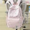 Schoolbag Female Japanese Small Fresh Sweet Printed Bear Striped Backpack Junior High School Student Lightweight Large Capacity Backpack