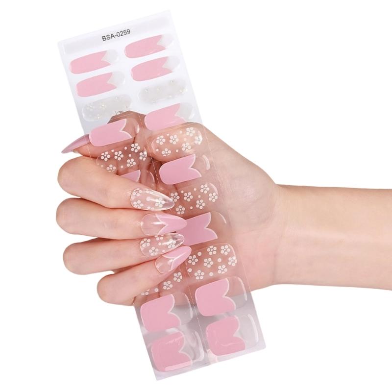 Quickly dry SelfAdhesive Nail Art Stickers Soft Waterproof Materials Gel Nail Strips For Daily Use And Special Occasions