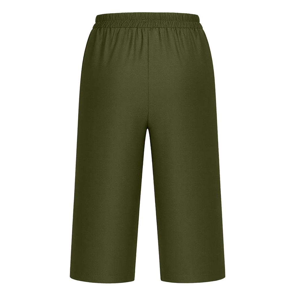 Pantaloncini casual da donna al ginocchio, vestibilità larga, vita elasticizzata con tasche, tessuto leggero e traspirante per l'uso quotidiano
