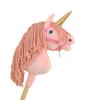 Hobby Horse Unicorn On a Stick, Small Pink with Pink Mane and Golden Horn