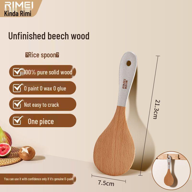 Beech Wood Stir-Fry and Soup Ladle Set: Non-Stick Pan Spatula, High-Temperature Resistant Kitchen Utensils, Wooden Rice and Stir-Fry Spoons.