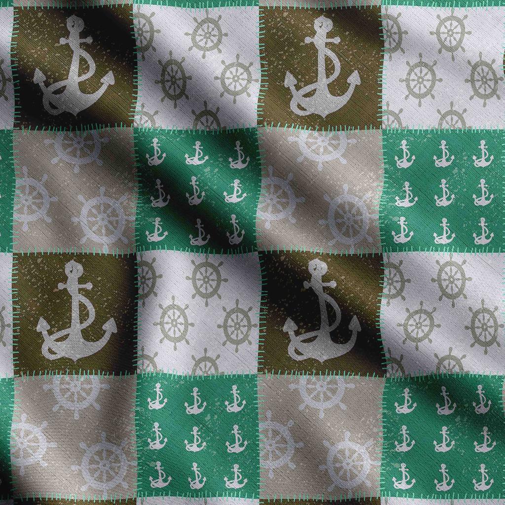 Soimoi Muscheldruck, Baumwollcambric, Quiltstoff Meterware 107 cm breit, mittelschwerer Baumwollstoff, Nähzubehör, Blau &