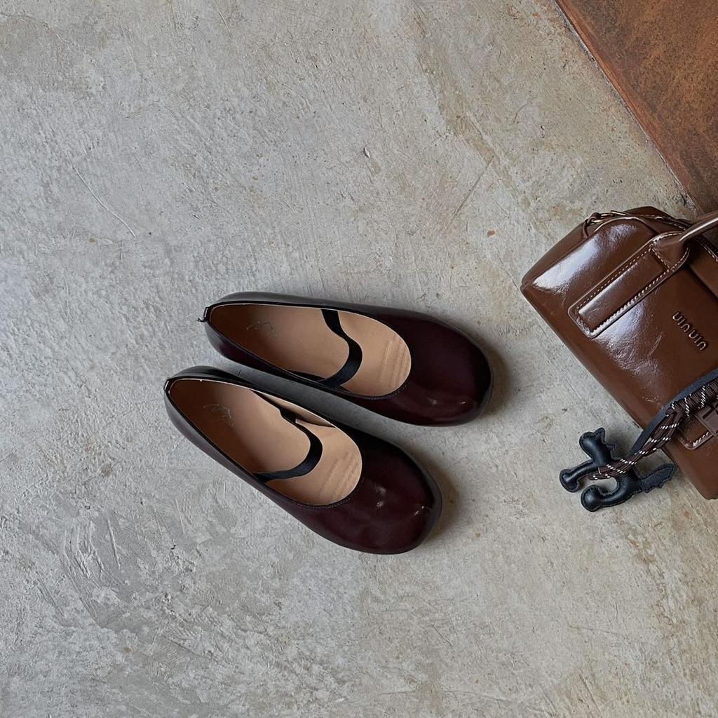 Fashion IPPEUM Women Mary Janes PU Leather Round Toe Ballet Flats Shoes