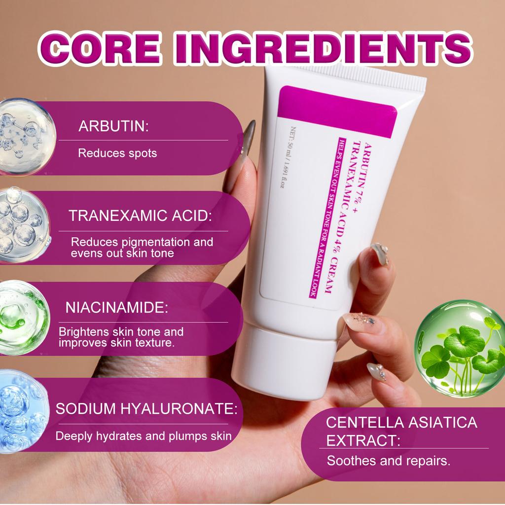 Arbutin & Tranexamic Acid Face Cream – Brightening & Hydrating Treatment for Uneven Skin Tone less