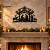 Iron Wall Hanging Art Nativity Scene Silhouette Decoration, Metal Manger Ornament for Indoor Waterproof Christmas Yard Sign and Outdoor Home