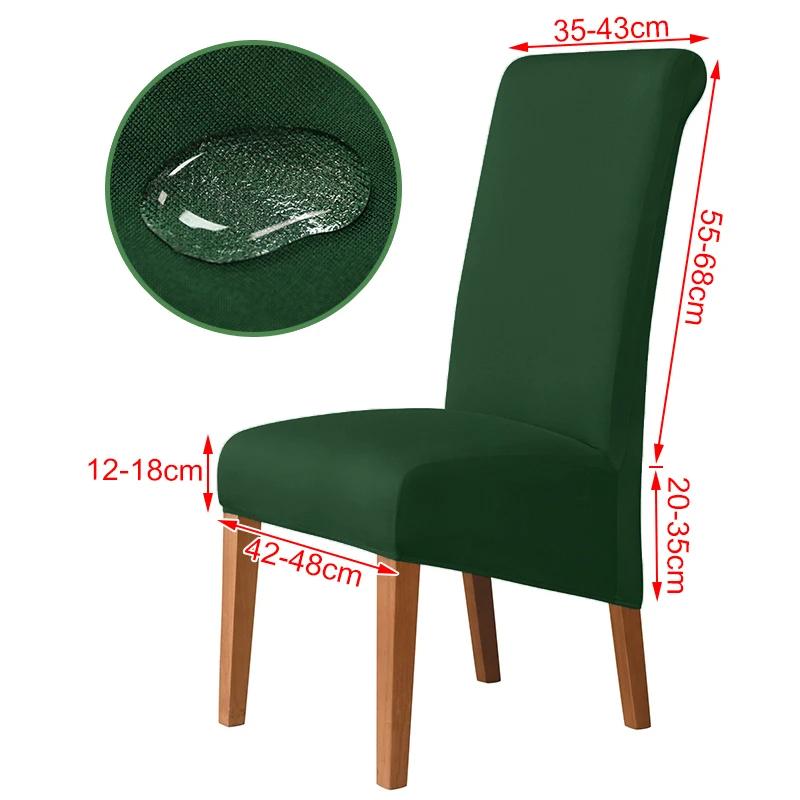 100%Waterproof Fabric Chair Cover Elastic XL Size Slipcover Solid Color Long Back Chair Covers Washable For Kitchen Home Hotel