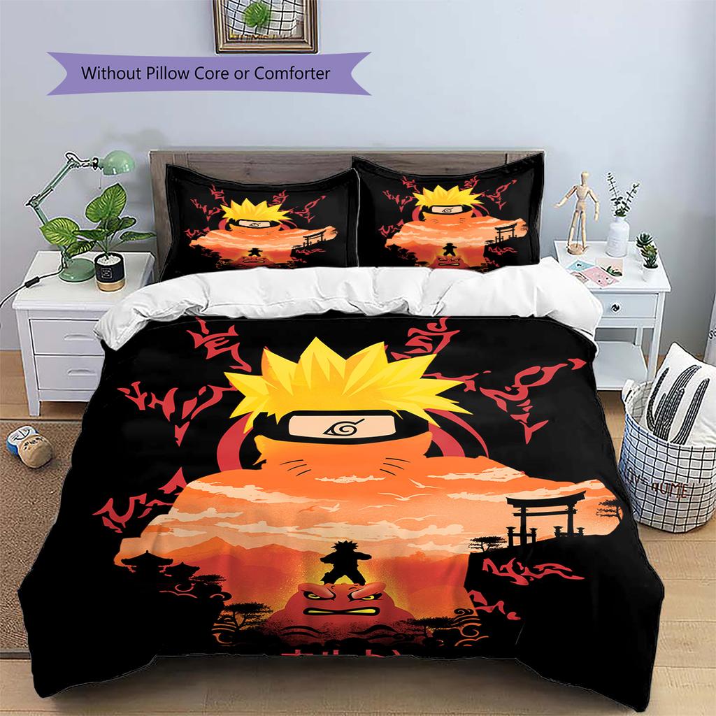 Naruto Uzumaki Naruto Anime Character Pattern Bedding Home Decoration Birthday Gift (1 * duvet cover + 2 * pillowcase, without core)