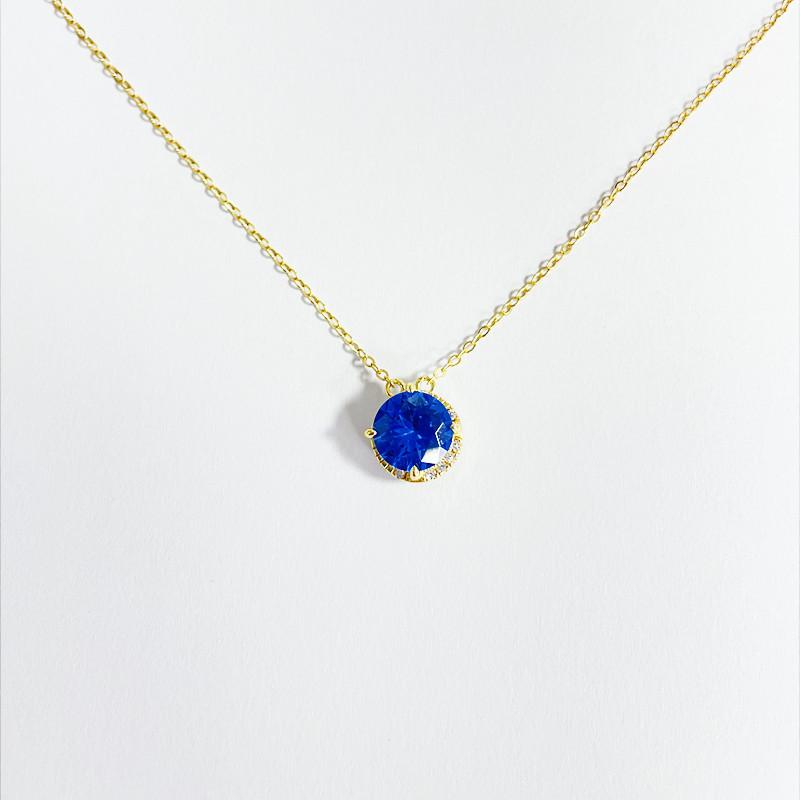 

Ожерелье из стерлингового серебра 925 пробы с голубым топазом 14 карат, для женщин, нишевый дизайн, легкая роскошная универсальная цепочка для ключицы 925
