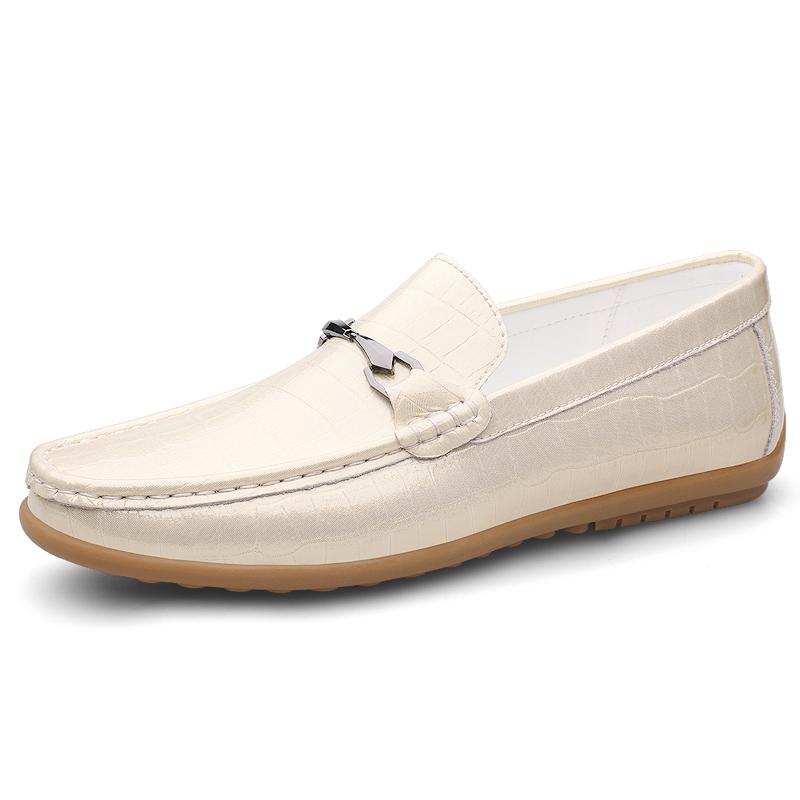 Fashion Mens Business Casual Shoes Handmade Leather Slip on Footwear Leisure Male Loafers Non-Slip Driving Shoes Comfy Moccasins