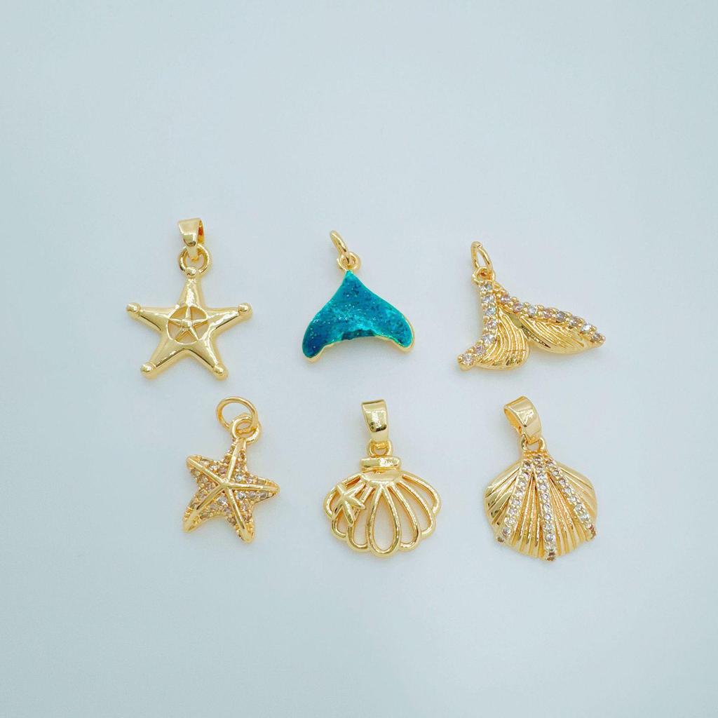 18k Gold Plated Ocean Series DIY Pendant Necklace Accessories for Women