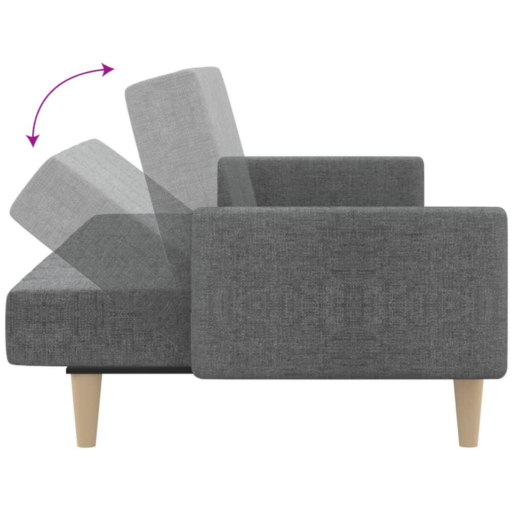2 Seater Sofa Bed Light Grey Fabric