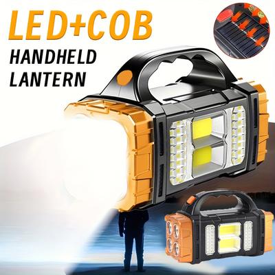 Solar wiederaufladbare Taschenlampe Hohe Lumen Tragbares Arbeitslicht 4 Modi Powerbank Ladeanzeige für Outdoor Camping Notfall