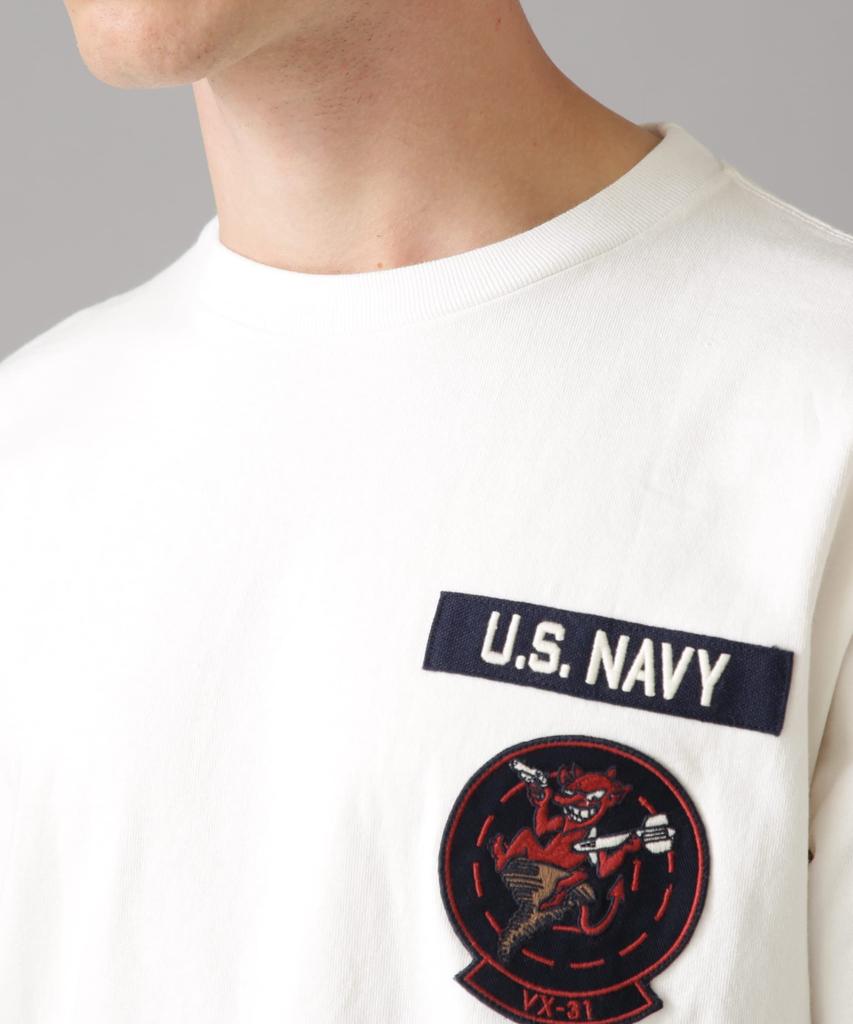 AVIREX Short Sleeve Squad Patch Dust Size T-Shirt Devils, Men's, 2XL, 030, White, 783-3134046