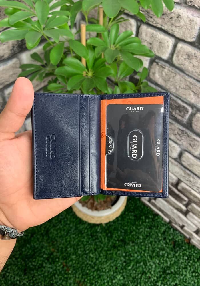 Guard Navy Blue Nappa Leather Card Holder