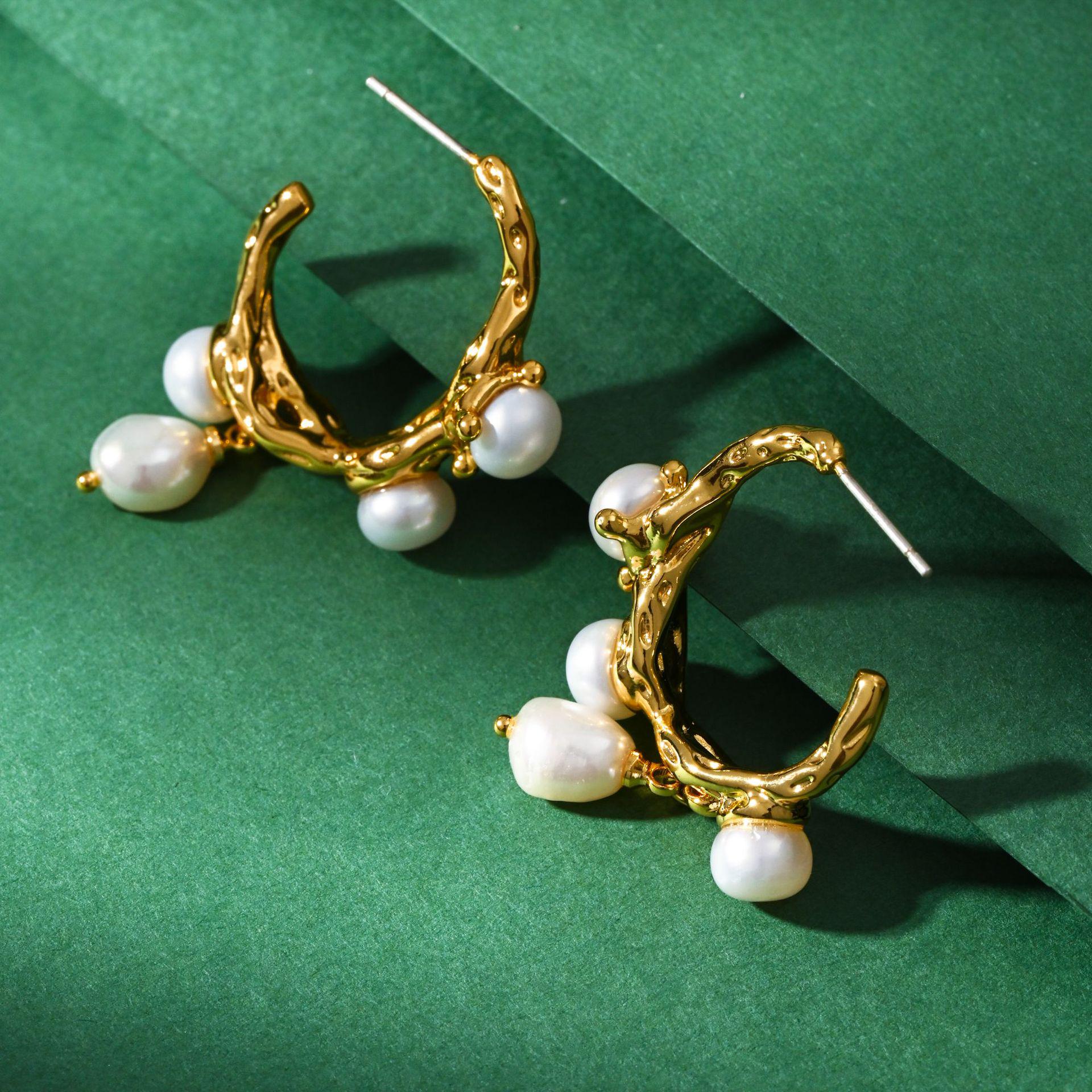 Elegant Irregular Baroque Pearl Tassel Earrings with 925 Silver Stud for Women