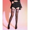 Lace-trimmed long stockings for women, autumn and winter, fleece-lined, warm, matte, non-slip, over-the-knee, thigh-high black stockings