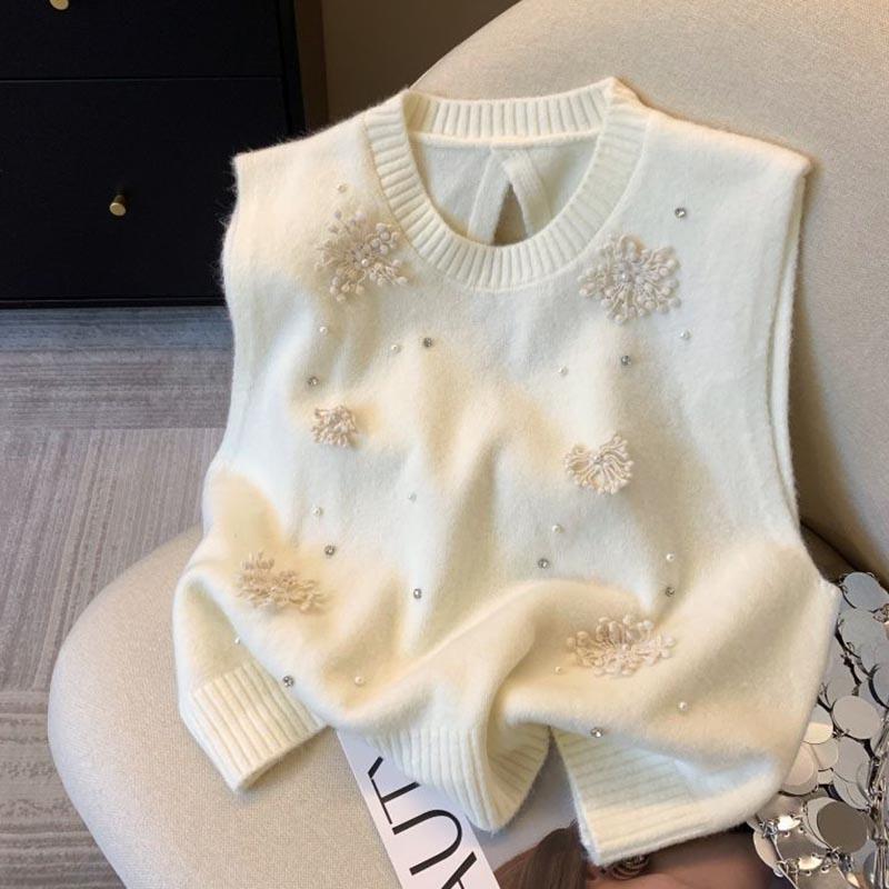 Set Top for Women Winter Flower Knit Sweater Vest Lace Slim Long Sleeve Bottom Shirt Two Piece Set