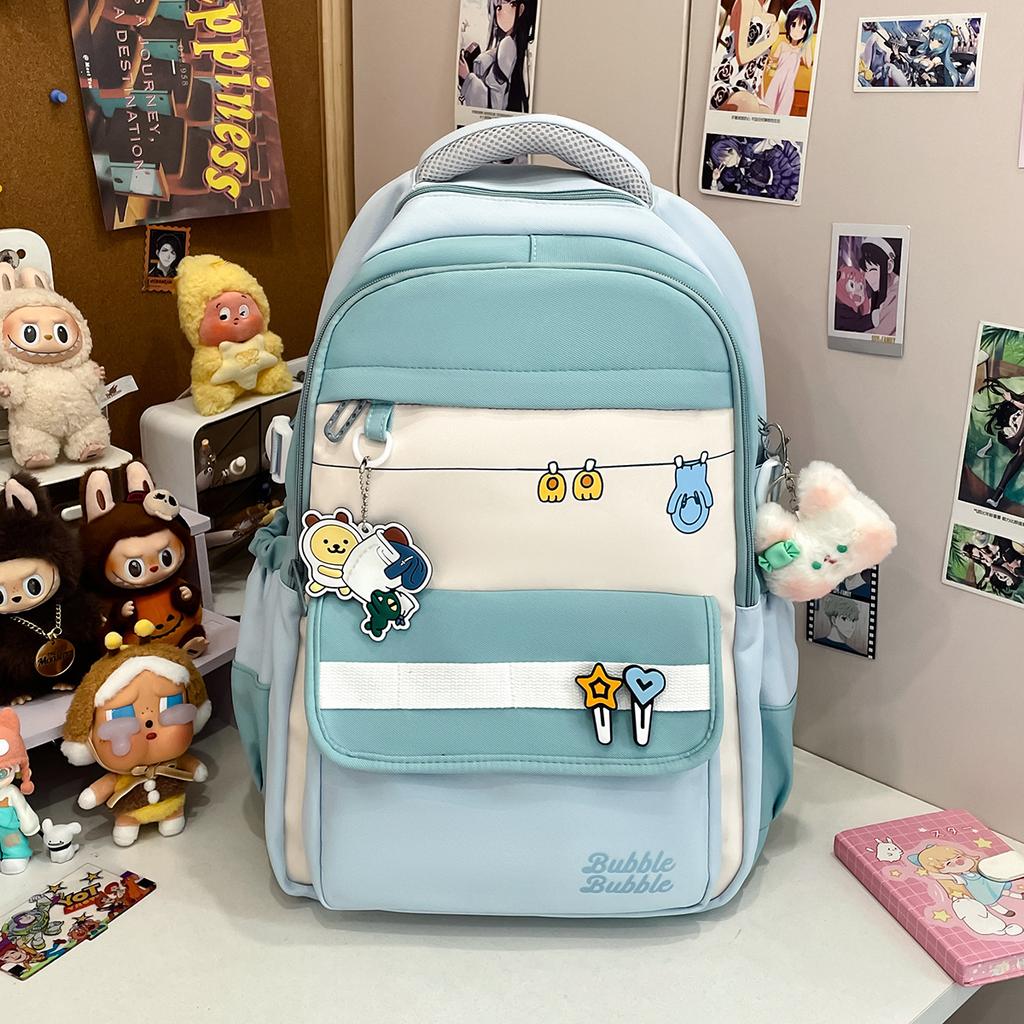 ins Girls College Style Casual Versatile Backpack Junior High School Student Large Capacity School Bag Women's Travel Light Backpack
