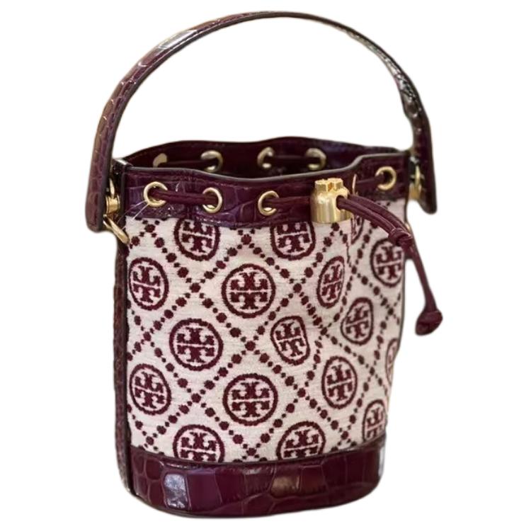 Tory Burch T Monogram All Over Print Drawstring Bucket Bag Women Bags 88469-632