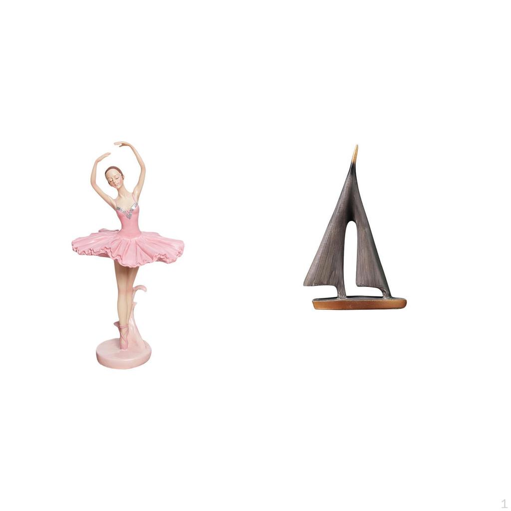 Ballerina Figurine Resin Girl Sculpture Sailing Boat Decor Sailboat Statue Birthday Gift Novelty