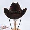 Vintage Western Cowboy Hat Wide Brim Felt Hats Outdoor Gentleman Cowgirl Jazz Cap Sombrero Hombre
