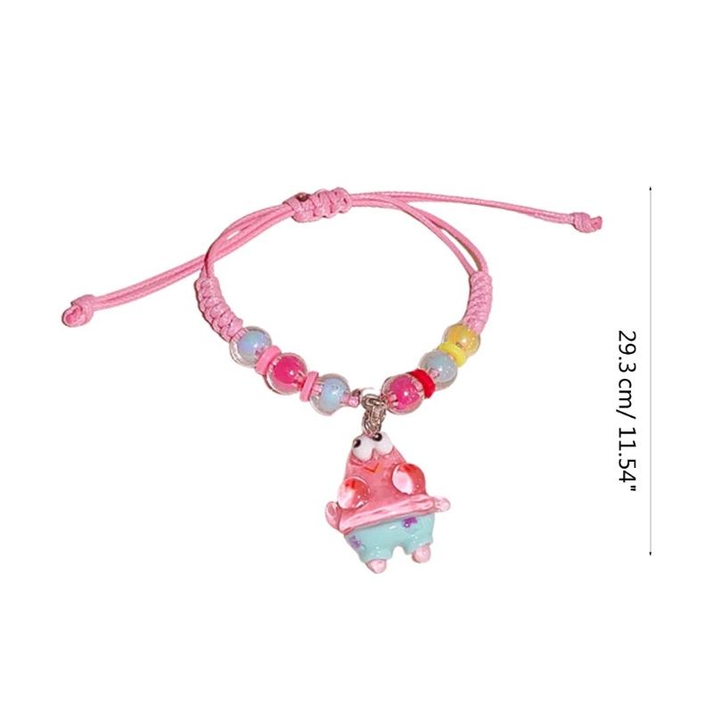 Adjustable Acrylic Cartoon Character Pendant Bracelet Braided Rope Bracelet Jewelry Friendship Bracelets for Girls Women