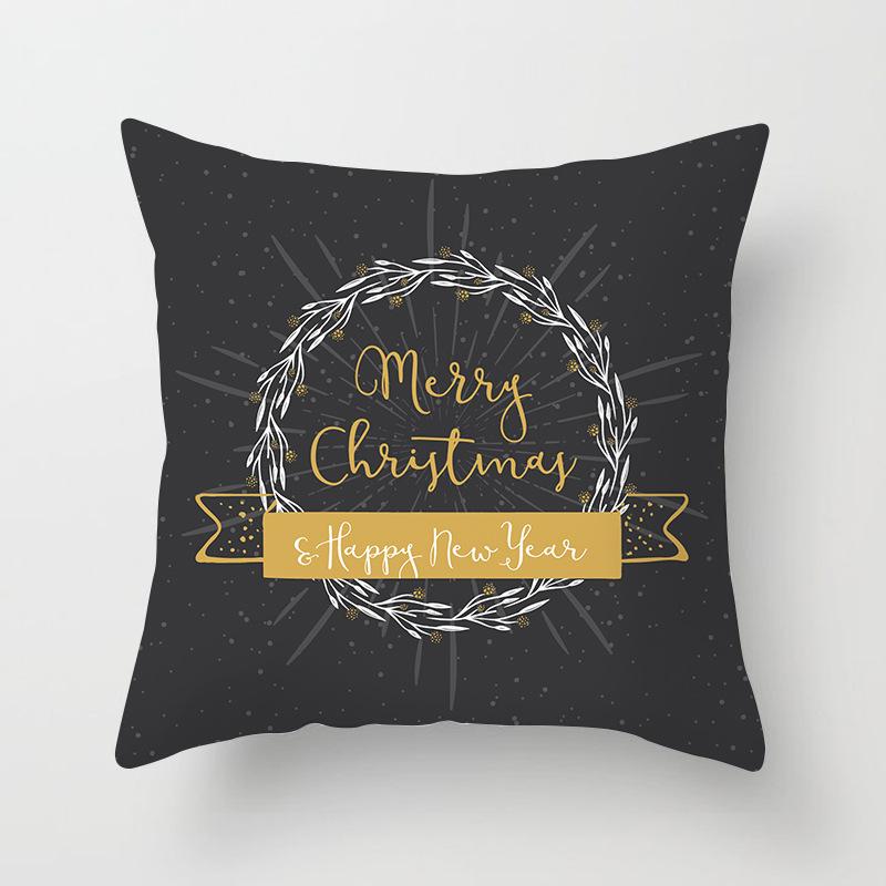 

New Christmas Pillow Golden Sofa Cushion Cover Peach Skin Lumbar Cushion Household Products 45 * 45 (without pillow core)