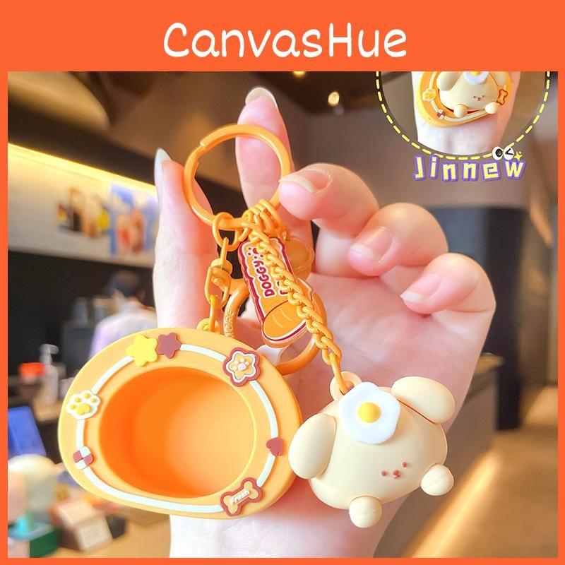 Poached Egg Dog Keychain Backpack Pendant Cartoon Bag Decoration Gifts Kids
