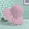 Collapsible Summer Hat for Women Beach Outdoor Straw Hat Large Brim Sunshade Bow Sun Hat