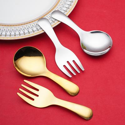 Edelstahl-Babylöffel, Gabel, kurzer Griff, hochglanzpoliert, Lebensmittelqualität, Mini-Eis, Dessert, Tee, Suppe, Schaufel, Küchenbesteck