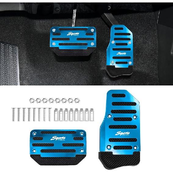 2PCS Car Non-Slip Aluminum Alloy Pedal Pads, Anti Skid Car Brake Pedal, Accelerator Pedal Pad Cover Foot Pedal Pads Kit, Nonslip Car Pedal Pads Auto