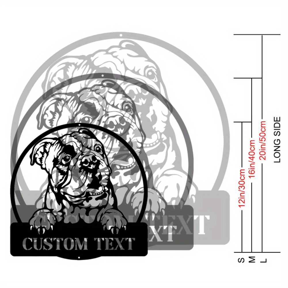 Stylish Modern Bulldog Metal Wall Art Decor Custom Sign 30cm