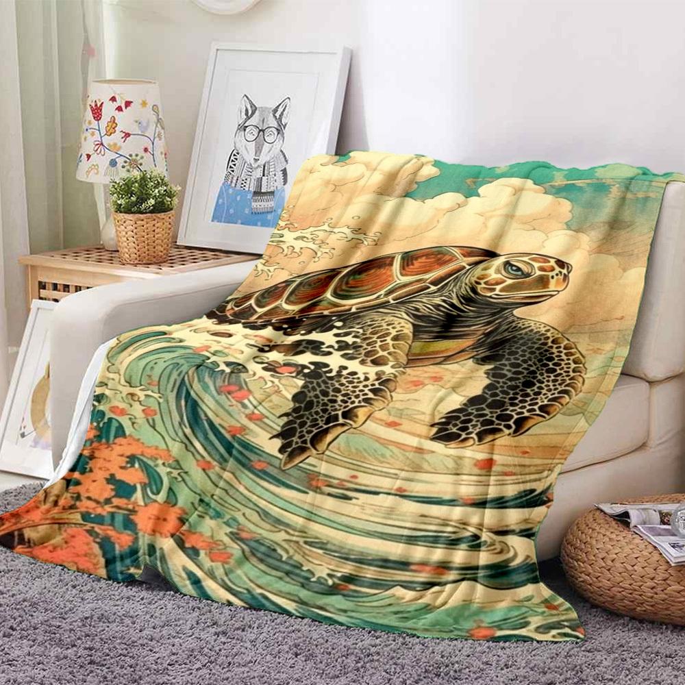 1 Stück Schildkröte Wellen Decke Leichte Flanell Decke Überwurfdecke Für Sofa, Bett, Reisen, Camping, Wohnzimmer, Couch, Stuhl Und Bett yy2509026207