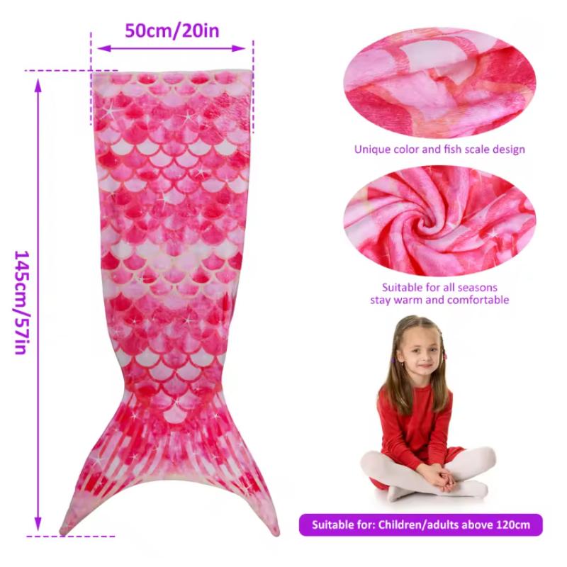 Flannel Mermaid Blanket Sleeping Blanket Adult Children Universal Mermaid Tail Blanket Comfortable Cute Blanket Hot Dropshipping