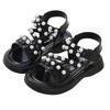 Girls Summer Sandals Soft Sole Non Slip Princess Shoes with Pearl Decoration Adjustable Strap Comfortable Fit for Kids