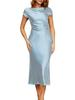 Elegant Satin One-Shoulder Fishtail Dress - Backless Slim Fit Design