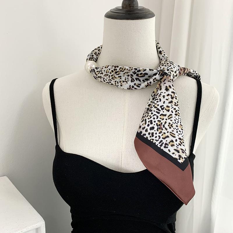 Silk scarf long strip high-end new striped simple decorative scarf hair tie streamer double splicing magnetic silk scarf