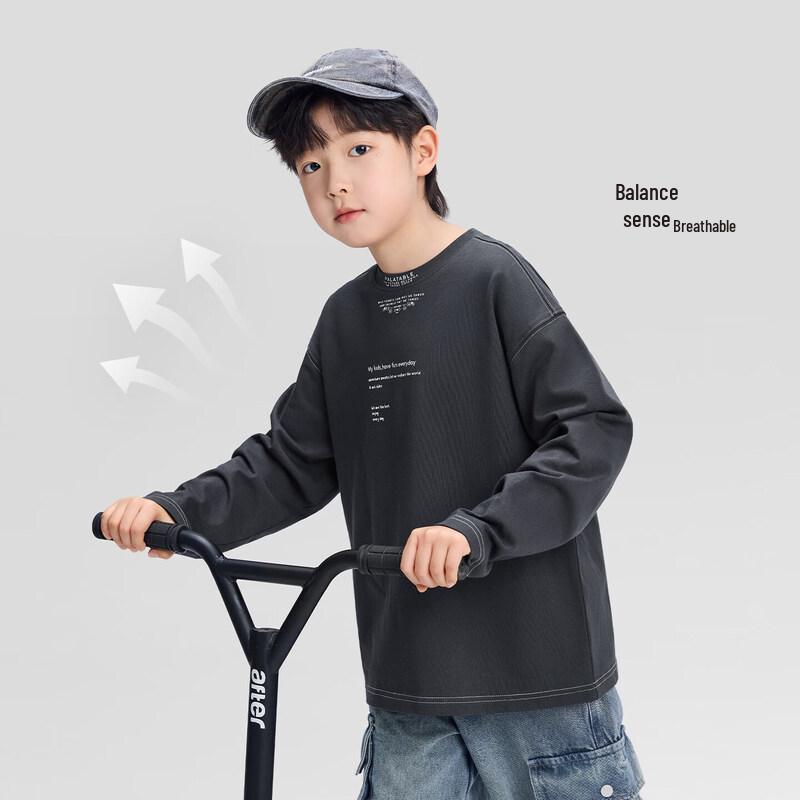 Boy s Textured Cotton Letter Print Long-Sleeve T-shirt 160