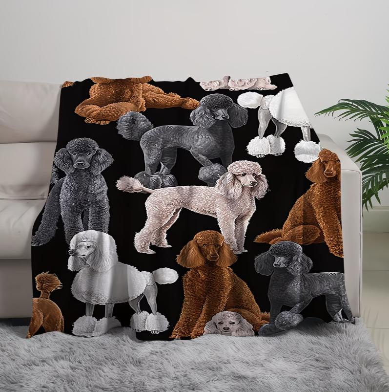 1pc of Digital Printed Flannel Blanket Featuring Teddy Dog Elements Suitable for Sofa Bedroom Travel and Versatile Portable Use 75cmx90cm