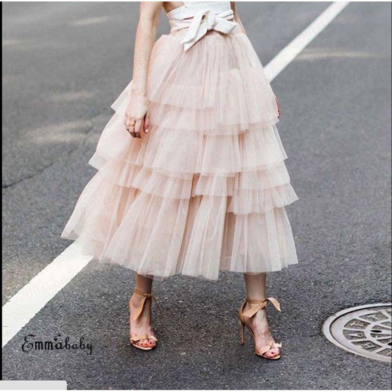 

Европейское и американское летнее платье миди с высокой талией, многослойное, асимметричное Apricot pink M