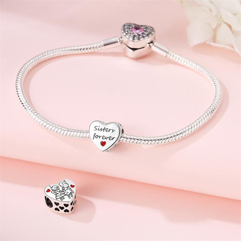 Charms Real Copper Fit Fine Original Bracelet Family Love Friendship Beads Diy Fine Jewelry Gifts Making