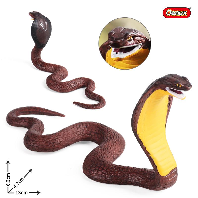Oenux Simulation Forest Savage Snakes Animals Model Wild Cobra Rattlesnake Python Action Figures Party Favor Decor Kids Toy Gift
