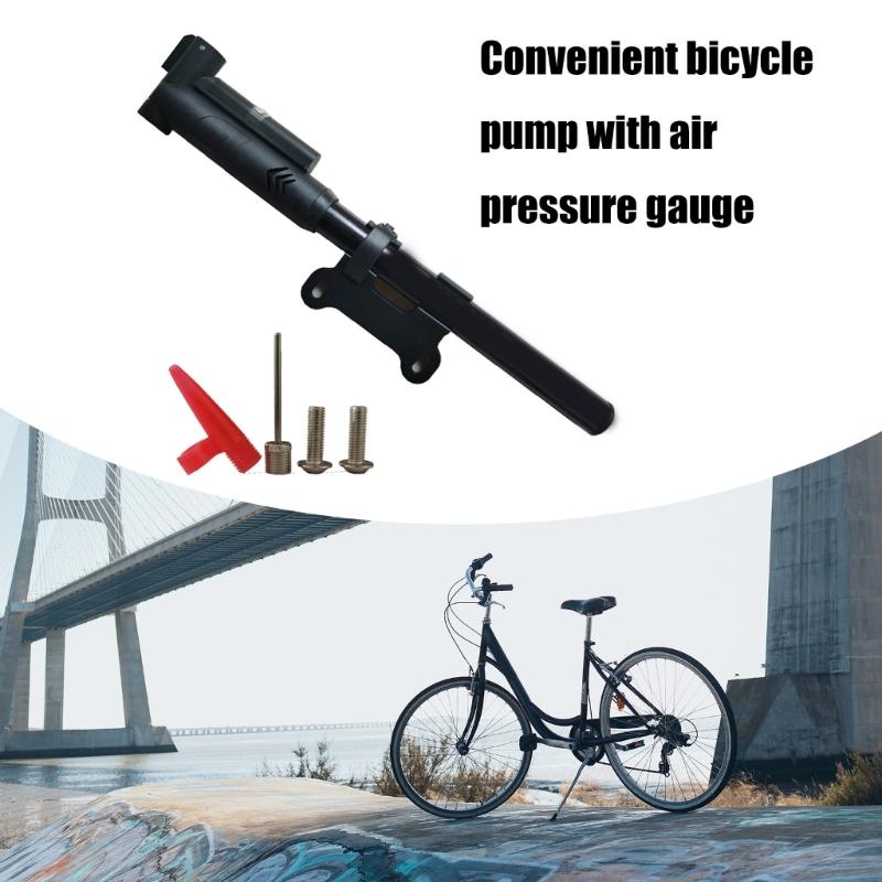 Portable Bicycles Tire Pump with Barometers High Pressure Hand Pump Small Bike Pump Cycling Tire Pump for Mountain Bikes