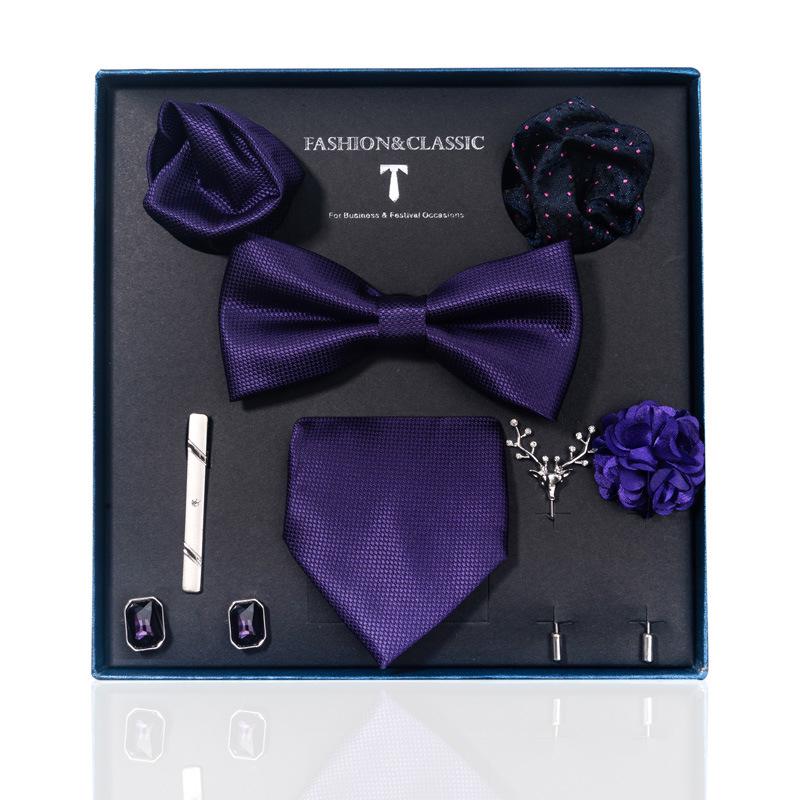 Luxury Groom Tie, Pocket Square & Boutonniere Gift Set for Weddings