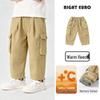 European Boys' Fleece-Lined Workwear Pants - Autumn/Winter 2025 New Collection for Toddlers and Children