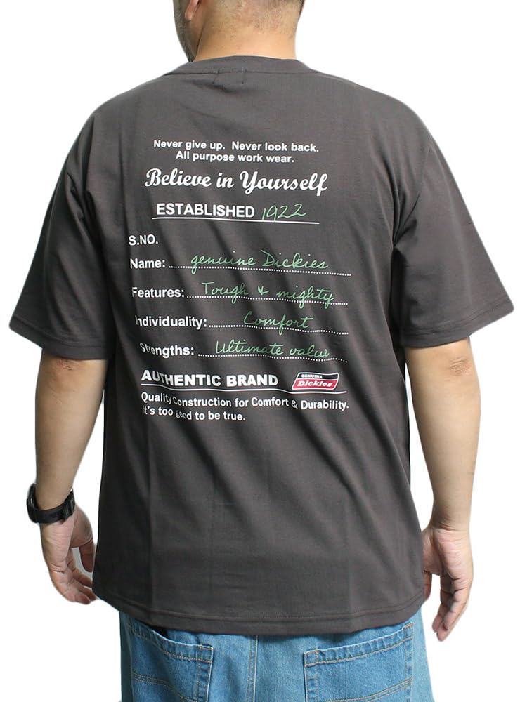 

GENUINE DICKIES Men s Short Sleeve T-Shirt with Back Print, Crew Neck, Size 2L, Black (48)